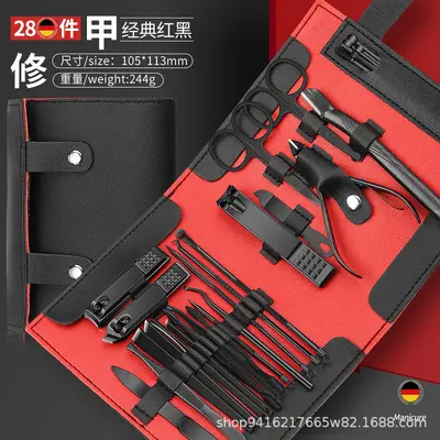 新款指甲刀套装折叠款黑红31件套修脚刀指甲剪全套挖耳勺去死皮 - 8