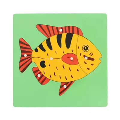 Montessori Ahşap Hayvan ve Bitki Gömme Yapboz, Erken Çocukluk Eğitici Oyuncak - 6