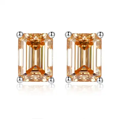 Small Octagonal 1 Carat Moissanite Earrings, S925 Silver