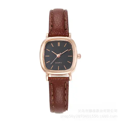 Damen-Quarzuhr quadratisch, Lederarmband - 10