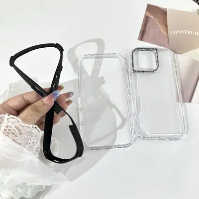 Phone case for OPPO A6Pro, 3-in-1, mirror frame, glitter epoxy