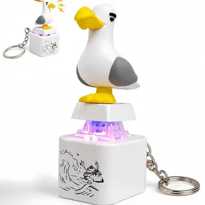 Stress Relief Toy Keychain, Mine Seagull Button, Sound and Light