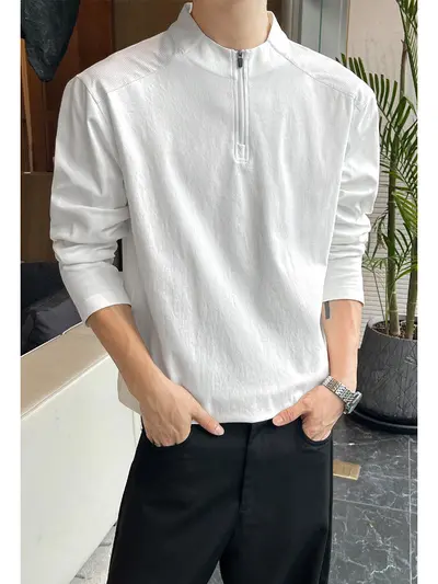 Herren-Langarmshirt mit Halbreißverschluss, Sport und Fitness