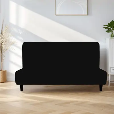 Cross-border new waterproof milk silk sleeveless sofa cover elastic solid color foldable daybed cover sofa slipcover