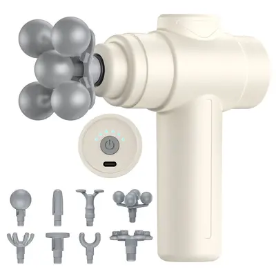 Mini Fascia Gun Multi-Head Electric Massager LCD Display - 11