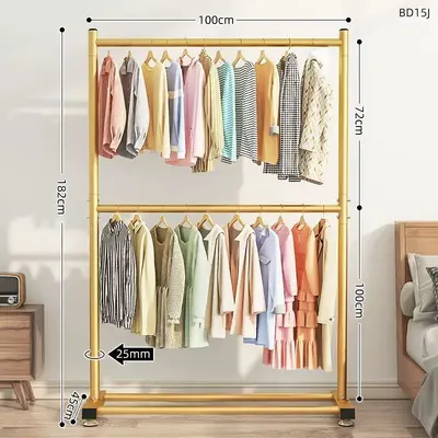 Double-Layer Floor-Standing Clothes Drying Rack for Bedroom - 8