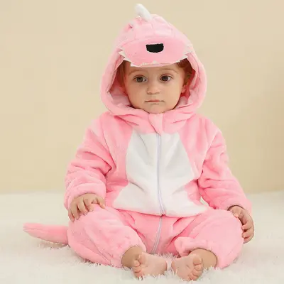 Flannel Dinosaur Crawl Suit for Babies and Toddlers - 9