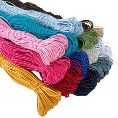Renkli Yuvarlak Lateks Polyester Elastik İp 2,5 mm