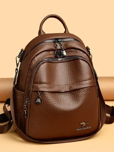 Soft Leather Backpack, Large Capacity, Multifunctional Travel Backpack - 2