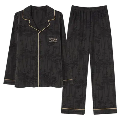Men's Pajama Set, 100% Cotton Long Sleeve, Spring Autumn