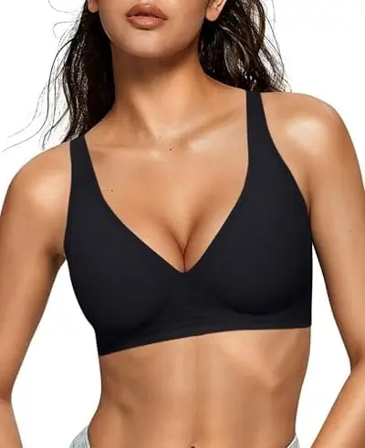 Women's deep V wireless bra, comfortable support, seamless - 8