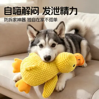 Bite-Resistant Duck Plush Dog Toy with Squeaker