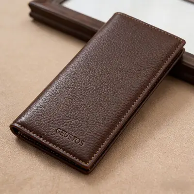 Herren-Langbörse im Retro-Look aus weichem Leder, mehrere Kartenfächer