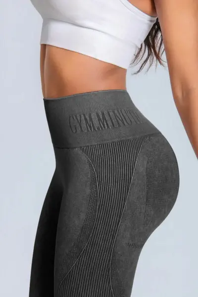 Seamless yoga pants, quick-dry, butt-lifting, alphabet print - 7