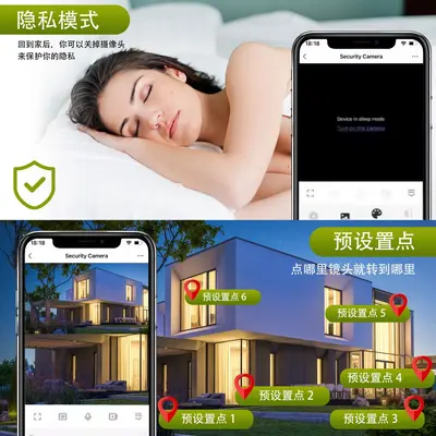 跨境防水双目HD高清安防摄像头家用涂鸦WiFi智能双镜头监控摇头机