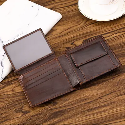 Retro Hakiki Deri Erkek Cüzdan, RFID Korumalı, Çok Bölmeli - 8
