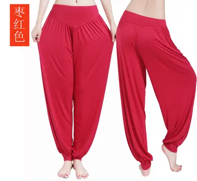 Loose Modal Yoga Pants with Cuffs for Dance and Tai Chi - 11