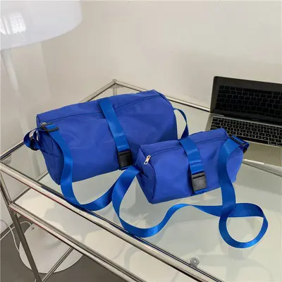 Women's Oxford Cloth Crossbody Bag, Solid Color Shoulder Bag - 8