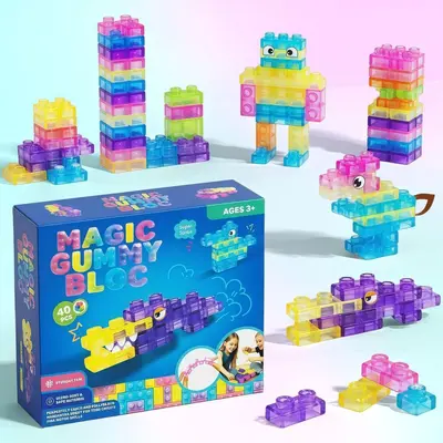 Sınır Ötesi Çok Satan Jöle Blok Çocuk Küp Birleştirme Çok Yönlü Yumuşak Silikon Blok Seti Eğitici DIY Stres Atma Oyuncağı
