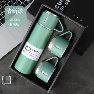 Stainless Steel Insulated Cup Gift Set, 500ml, One Cup with Three Lids, Men's Business - 8