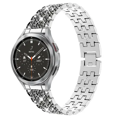 Diamond-Studded Stainless Steel Strap for Samsung Galaxy Watch4/5, 20/22mm