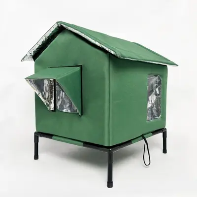 Outdoor Waterproof Foldable Elevated Cat House for Stray Cats, All-Season - 9