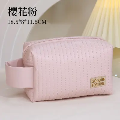 Cake-Style Open-Lid Makeup Bag in PU, Large Capacity - 11