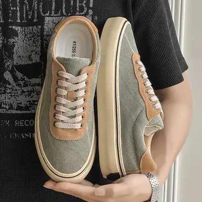 Men's Thick-Sole Distressed Canvas Shoes, Lightweight, Summer, Model 2533