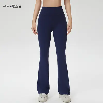 Verlängerte Yoga-Bootcut-Hose leicht ausgestellter Schnitt hohe Taille Pilates - 11
