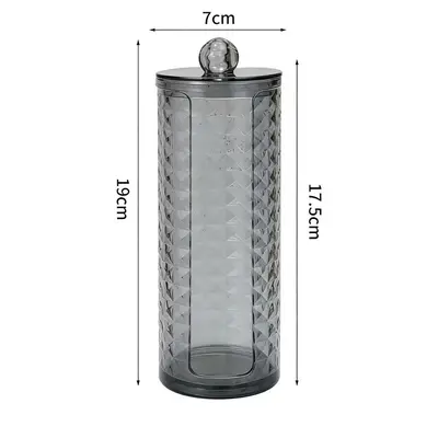 Acrylic Cotton Swab Storage Box, Transparent Gray Stackable Cosmetics Organizer