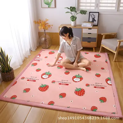 2 cm Thick Coral Fleece Tatami Floor Mat with Connectable Design