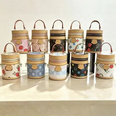 New Lucky Water Bucket Bag Printed Mini Women's Crossbody Bag Compact Lipstick Pouch Earphone Bag Coin Purse Key Holder