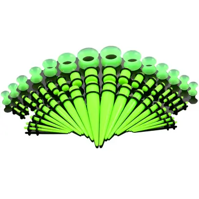 Acrylic Pointed Ear Gauge Set, 50 Pieces, Piercing Earrings - 10