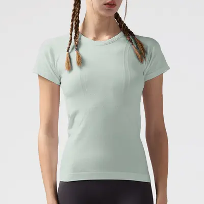 Damen Pilates-Yoga-Kurzarmshirt - 12
