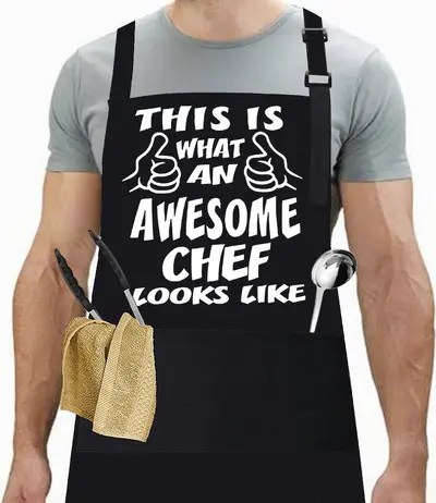 Waterproof Printed Apron with Funny Lettering for Barbecue and Kitchen - 10