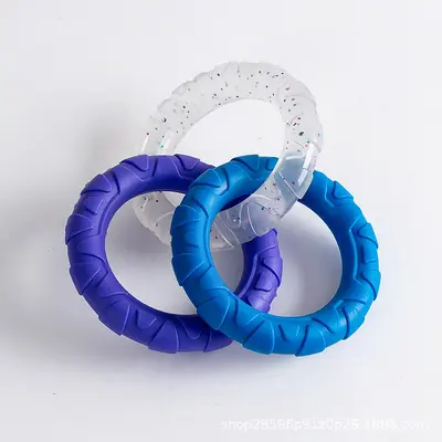 Dog Chew Toy, Durable TPR Teeth Cleaning Toy, Three-Ring - 9