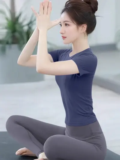 Yoga seti, kısa kollu, ince kesim, Pilates antrenmanı - 8