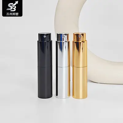Yüksek kaliteli metal 5ml elektrokimyasal alüminyum iki bölmeli döner şişe, parfüm şişesi, sprey şişesi, 6ml ile doldurulabilir, ücretsiz logo baskısı.