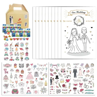 German Wedding Coloring Book for Kids, DIY Activity, With Pens - 7