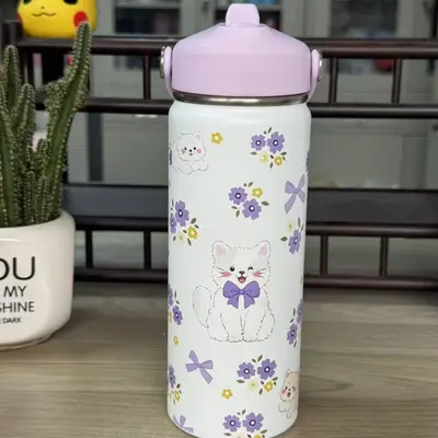 Karikatür Desenli 304 Paslanmaz Çelik Termos Bardak, Çocuk ve Öğrenci Seyahat Bardağı - 8