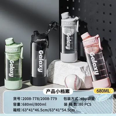 Fuking einfache Sport-Trinkflasche Auto-Trinkbecher Fitness-Becher bruchsicher auslaufsicher mit Teefilter tragbar Kunststoffbecher für Studenten - 4