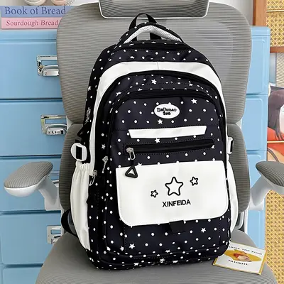 Star Polka Dot Lightweight Backpack for Girl Students - 11