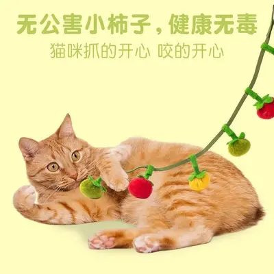 猫玩具小番茄柿子串逗猫棒猫咪自嗨解闷神器耐咬带铃铛逗猫咪玩具