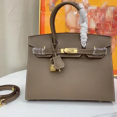 External Seam Palm Print EP Leather Platinum Bag