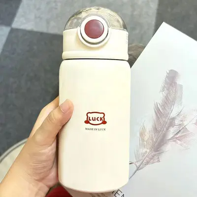 Minimalist kadın termos bardak pipetli 500 ml su şişesi - 7