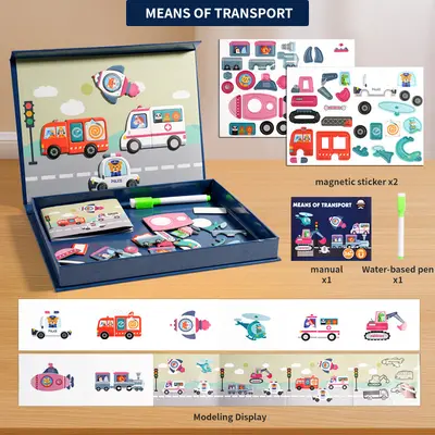 Children's Magnetic Cartoon Scene Puzzle Toy in Gift Box - 11