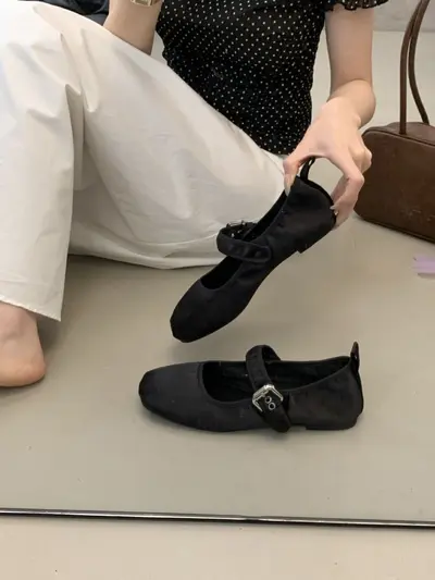 Satin Mary Jane Ballet Flats, 2026 Season, Retro Style