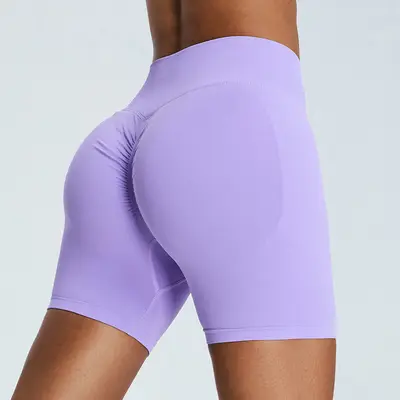 Seamless yüksek bel yoga şortu, hızlı kuruyan, kalça kaldırıcı - 12