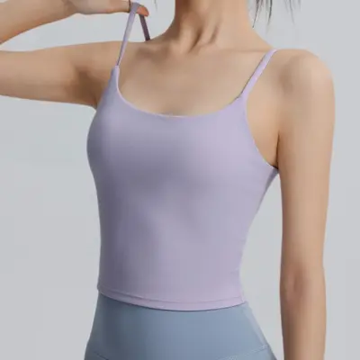 Damen-Yoga-Top mit Brustpolster, Nylon, rückenfrei