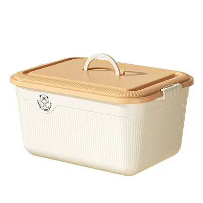 Cream Dustproof Storage Box, Large Capacity, for Clothes and Books